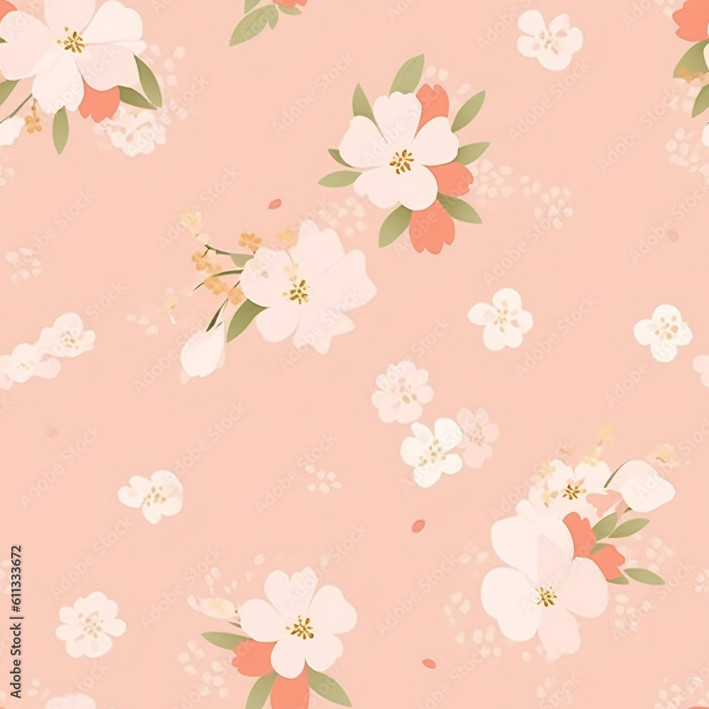 Seamless floral tile pattern background design wallpaper, ecology leaf flowers nature, Generative AI