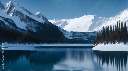 Winters Umarmung: Schneebedeckte Landschaft mit Wald und See