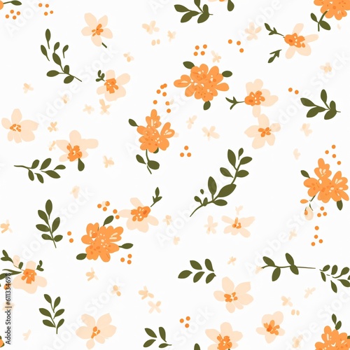 Wallpaper Mural Seamless floral tile pattern background design wallpaper, ecology leaf flowers nature, Generative AI Torontodigital.ca