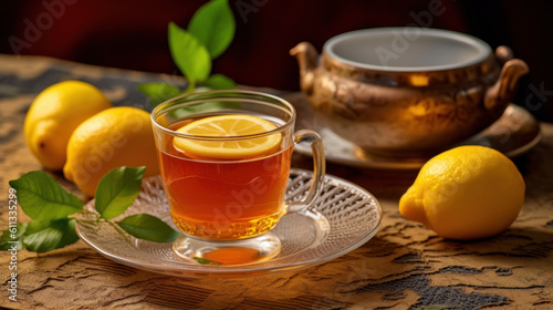 tea and lemon slice. generative ai