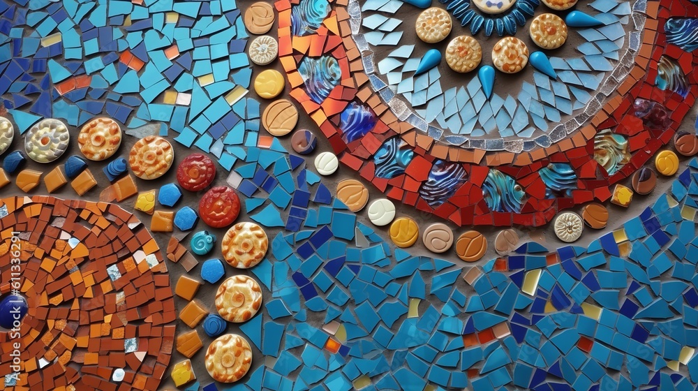 Vibrant Mosaic of Ceramic Tiles