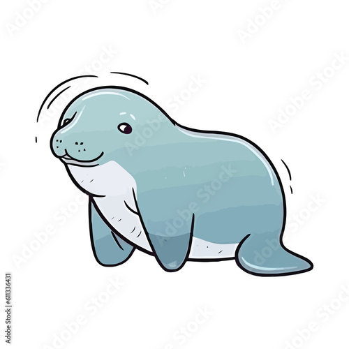 Curious Manatee: Engaging 2D Illustration Featuring a Charming Inquisitive Face