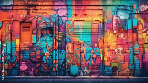 Vibrant Graffiti Wall Texture photo