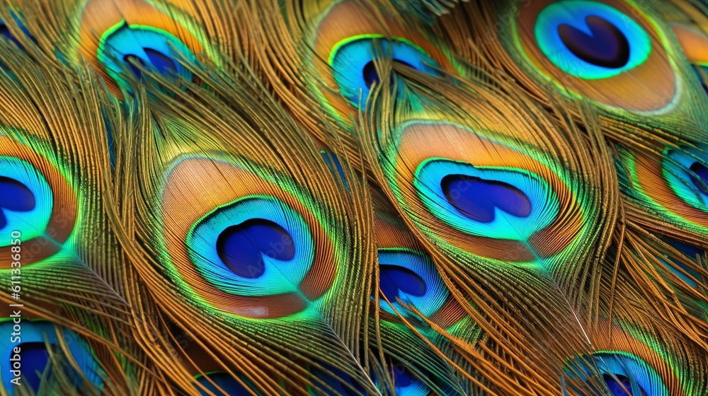 Obraz premium Vibrant Peacock Feather Texture