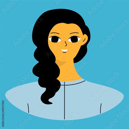 Positive emotions concept. Cartoon cute girlish face