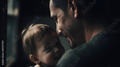 Fictional Persons. Light of guidance, illuminating image of a father and child guiding each other with love