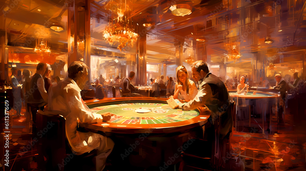 Illustration of entertainment and gambling in a luxury casino