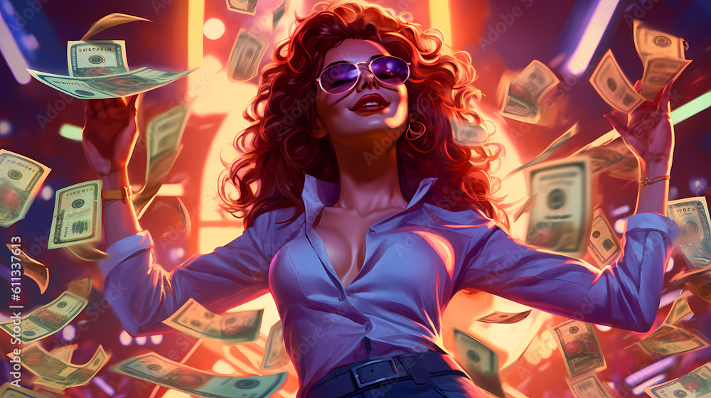 Illustration of entertainment and gambling in a luxury casino