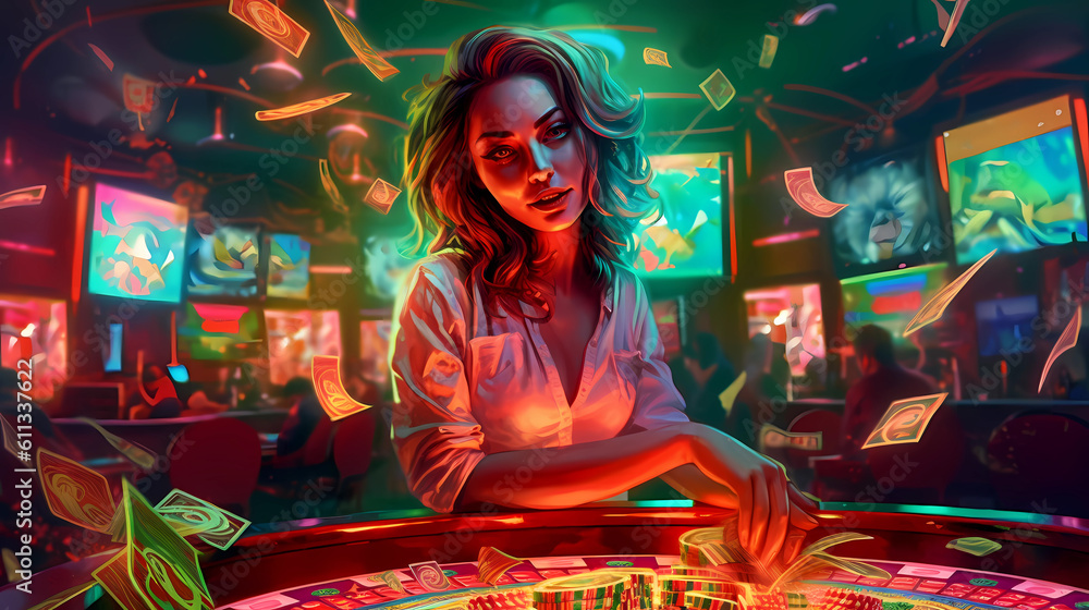 Illustration of entertainment and gambling in a luxury casino