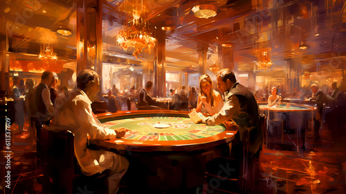Illustration of entertainment and gambling in a luxury casino