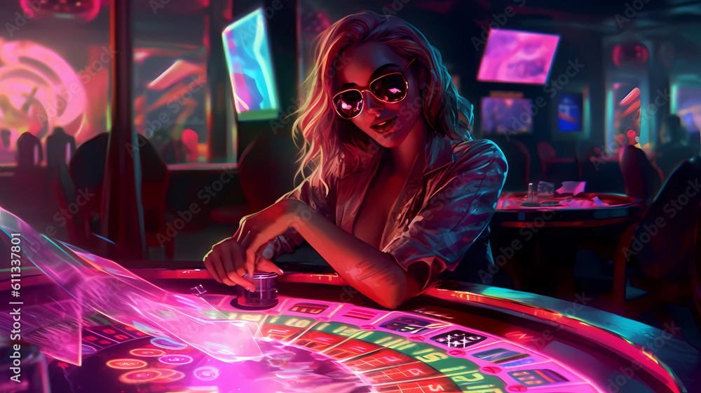 Illustration of entertainment and gambling in a luxury casino