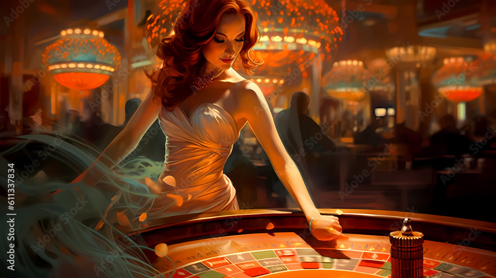 Illustration of entertainment and gambling in a luxury casino