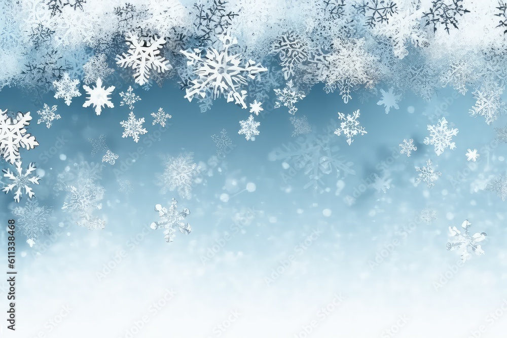 winter  snowflakes background with generative ai