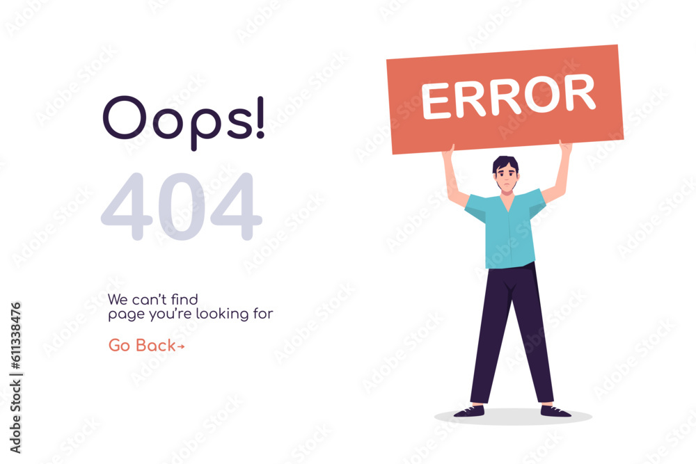 404 error page with man vector. Concept of error 404, page not found, online service notification. 404 error page with man vector. Concept of error 404, page not found, online service notification.
