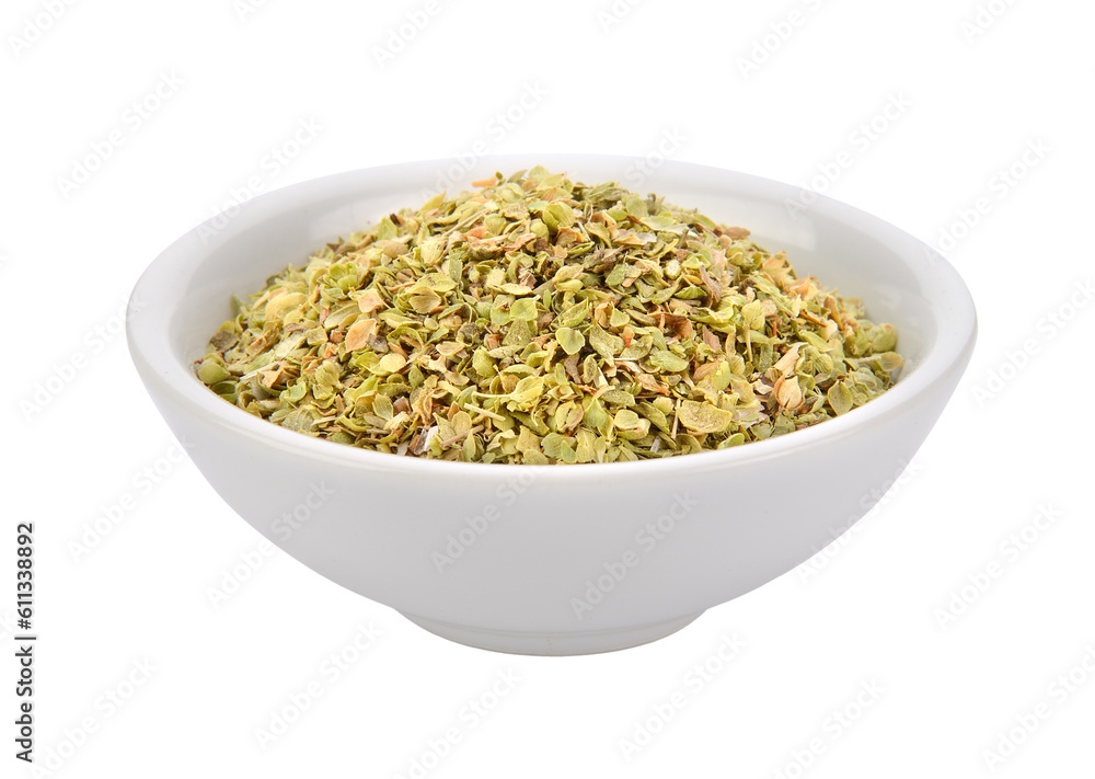 Oregano spice in a bowl on transparent png Oregano spice in a bowl on transparent png