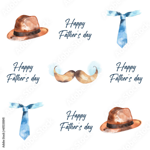 Happy father's day. Vector watercolour pattern. Holiday background. Modern minimalistic style.