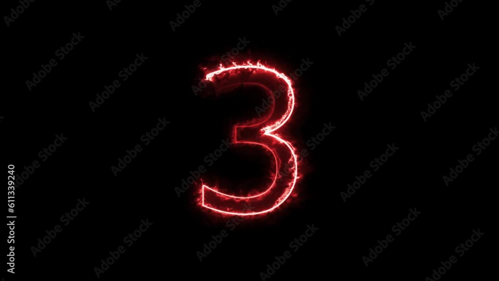 Abstract fire effect neon light 10 seconds digital timer countdown animation Abstract fire effect neon light 10 seconds digital timer countdown animation