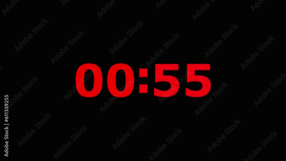Digital timer countdown one minute animation Digital timer countdown one minute animation