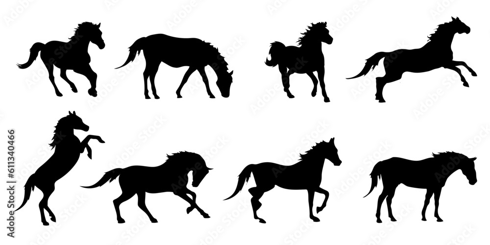 Fototapeta premium Horses Silhouette Set