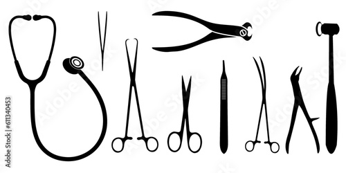 Doctor Tools Vector Silhouette Set