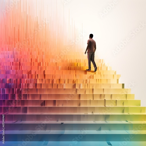 Climbing the steps of achievement, inspirational artwork for goal-driven individuals