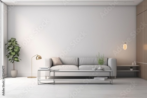 Minimalist and Sleek Backgrounds: Embrace Simplicity with Clean and Uncluttered Aesthetics, modern living room with sofa, Generative AI