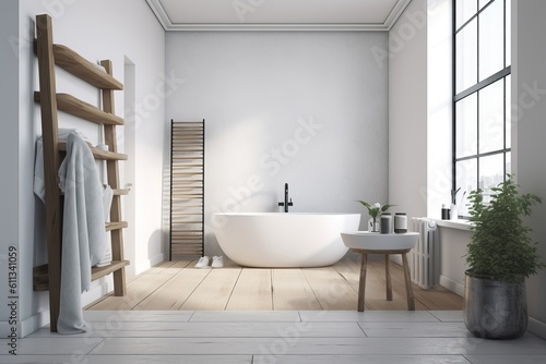 Minimalist and Sleek Backgrounds  Embrace Simplicity with Clean and Uncluttered Aesthetics  modern bathroom with tiles  Generative AI