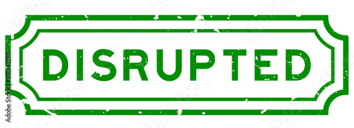 Grunge green disrupted word rubber seal stamp on white background