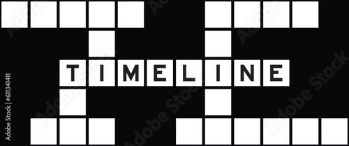 Alphabet letter in word timeline on crossword puzzle background
