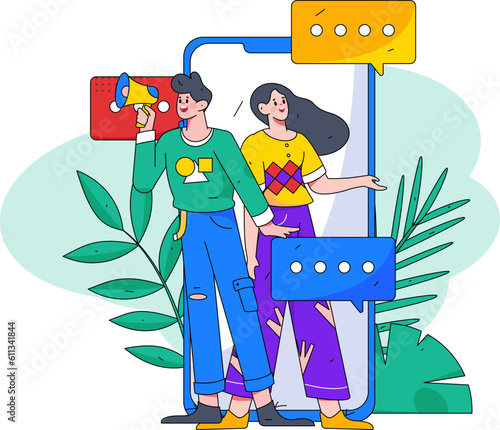 Communicate with consultants flat vector character concept operation hand drawn illustration
