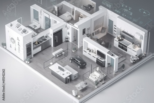 smart home system being configured, with all devices and appliances connected, created with generative ai