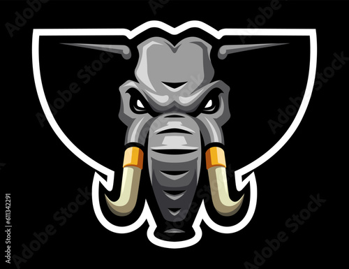 Elephant head logo. Animal icon. Sport mascot. T-shirt print.