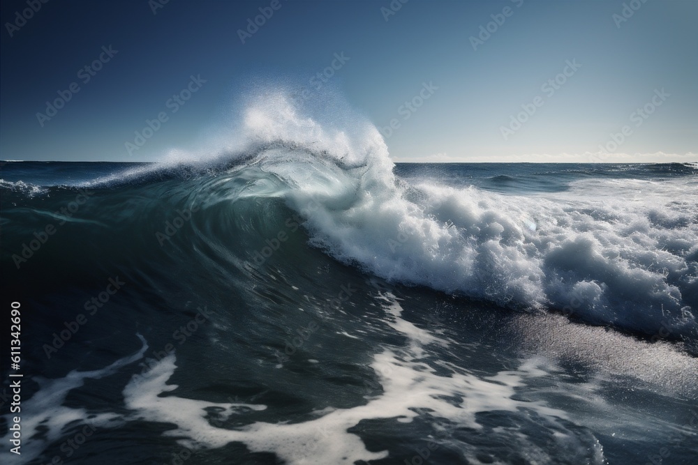 Naklejka premium liquid blue water crash ocean wave cool sea surfing nature. Generative AI.