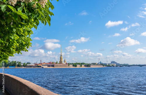 Peter and Paul Fortress in summer, St. Petersburg, Russia (inscription: 