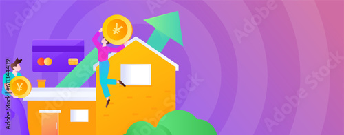 Home loan flat vector concept operation illustration
