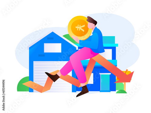 Home loan flat vector concept operation illustration
