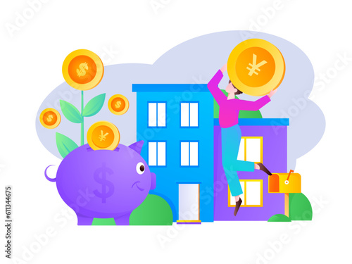 Home loan flat vector concept operation illustration
