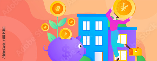Home loan flat vector concept operation illustration
