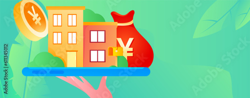 Home loan flat vector concept operation illustration
