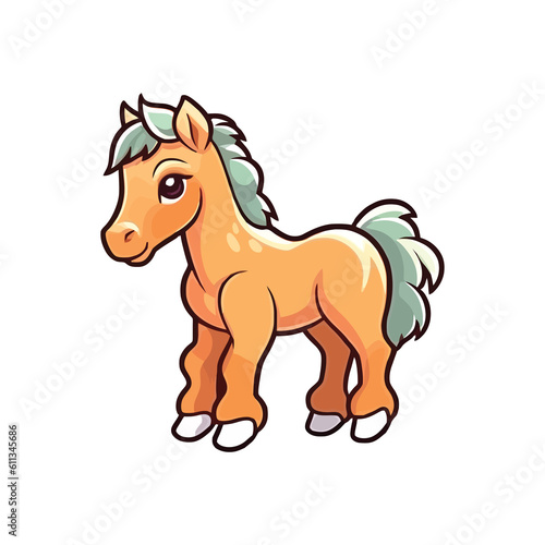 Enchanting Horse  Endearing 2D Illustration of a Charming Galloping Friend