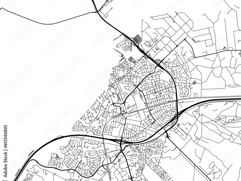 Vector road map of the city of  Harderwijk in the Netherlands on a white background.