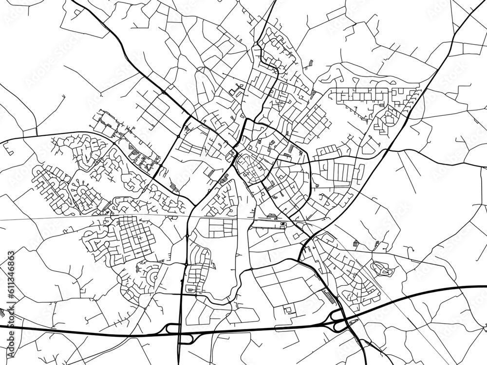 Vector road map of the city of  Doetinchem in the Netherlands on a white background.