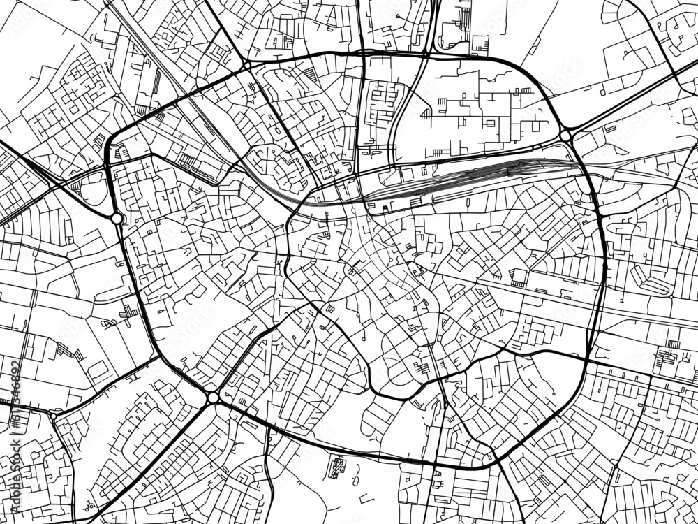 Vector road map of the city of  Eindhoven in the Netherlands on a white background.