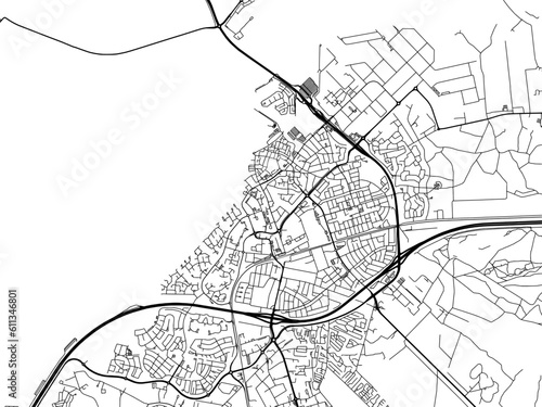 Vector road map of the city of  Harderwijk in the Netherlands on a white background.