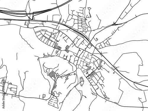 Vector road map of the city of  Valkenburg in the Netherlands on a white background.