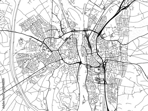 Vector road map of the city of  Maastricht in the Netherlands on a white background.