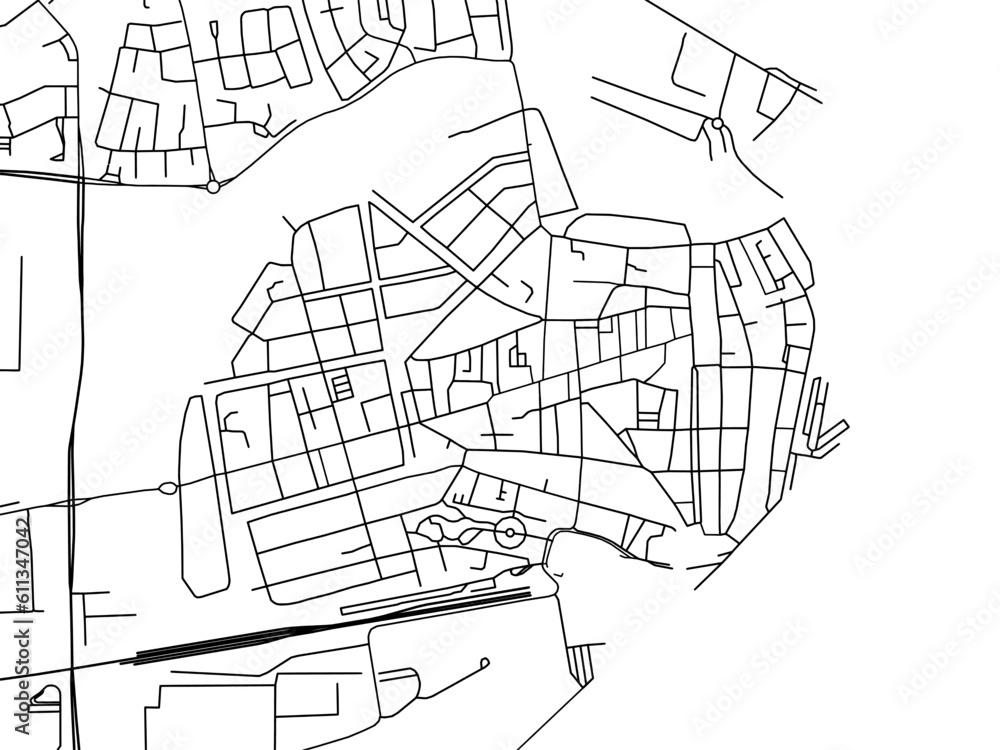 Vector road map of the city of  Enkhuizen in the Netherlands on a white background.