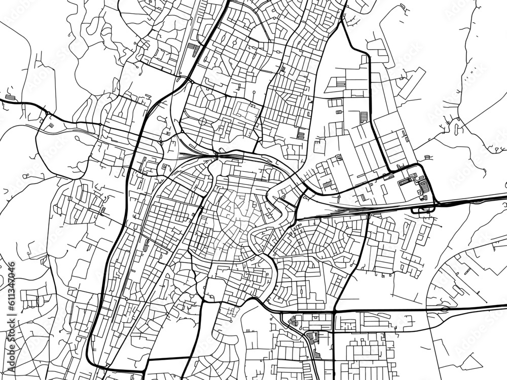 Vector road map of the city of  Haarlem in the Netherlands on a white background.