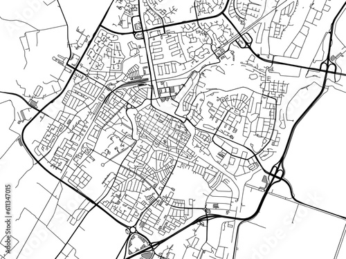 Vector road map of the city of  Alkmaar in the Netherlands on a white background.
