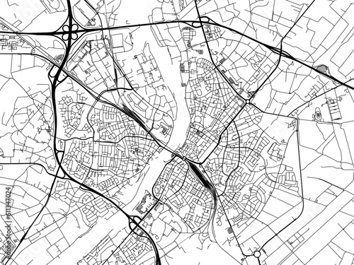 Vector road map of the city of Venlo in the Netherlands on a white background.